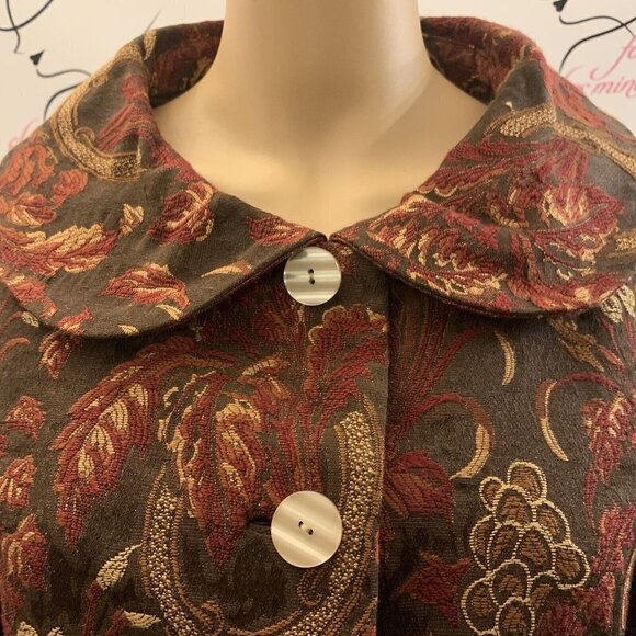 Mechant. Sz Small. Floral Tapestry Button Up Lined Jacket. Long Sleeve. WTC - Picture 2 of 8